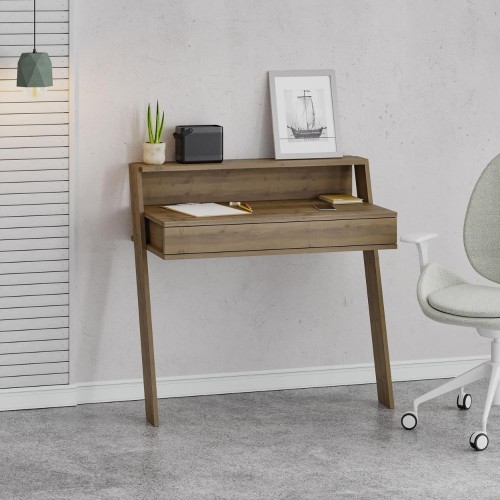 Scrivania da parete hitit noce con cassetto Cowork 94 cm.