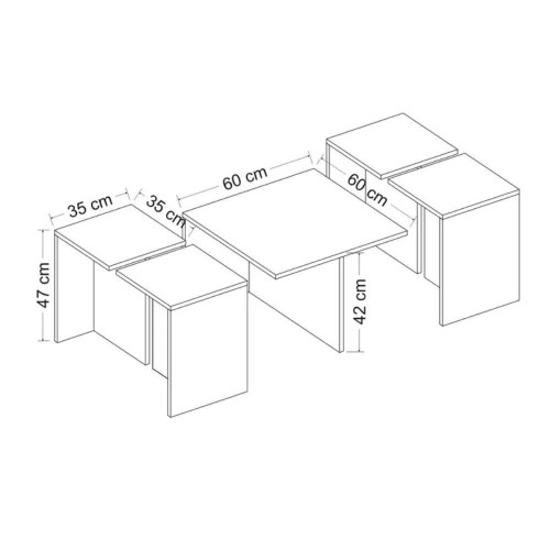 Set tavolini da salotto Owentav nero e noce nucleo effetto