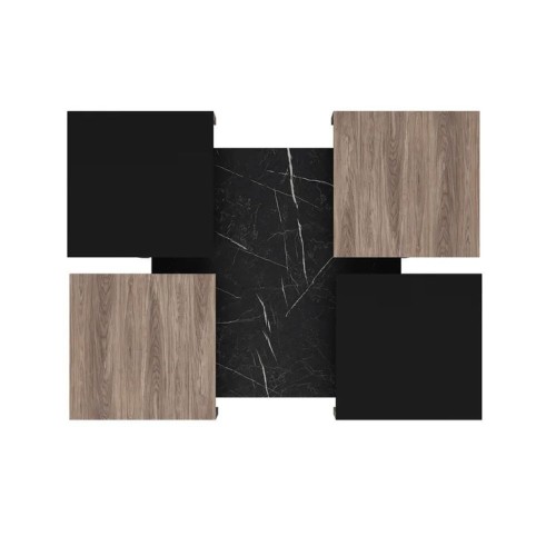 Set tavolini da salotto Owentav nero e noce nucleo effetto