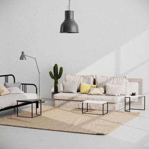 Set tre tavolini OhLady colore bianco e antracite con gambe