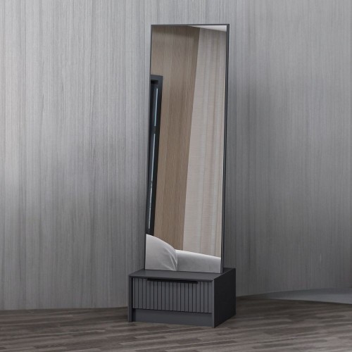 Specchio con base cassetto Kale colore antracite effetto