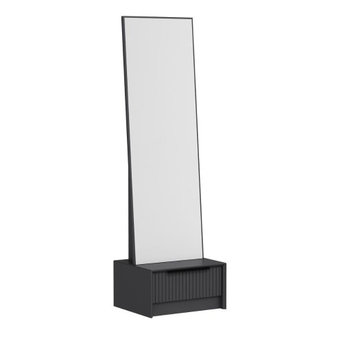 Specchio con base cassetto Kale colore antracite effetto