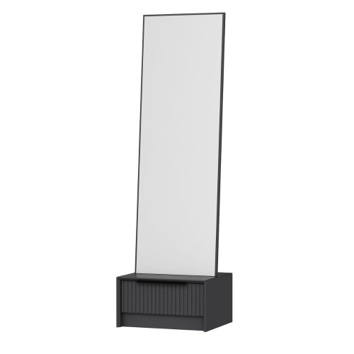 Specchio con base cassetto Kale colore antracite effetto