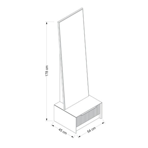 Specchio con base cassetto Kale colore antracite effetto