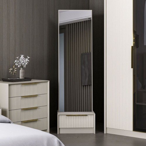 Specchio con base cassetto Kale colore cashmere effetto