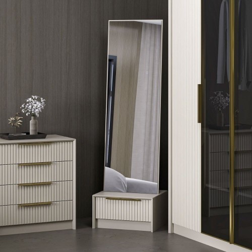 Specchio con base cassetto Kale colore cashmere effetto