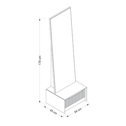 Specchio con base cassetto Kale colore cashmere effetto