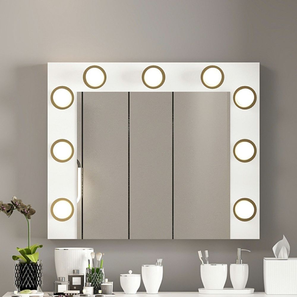 Specchio trucco Armin colore bianco con luci LED lampadine