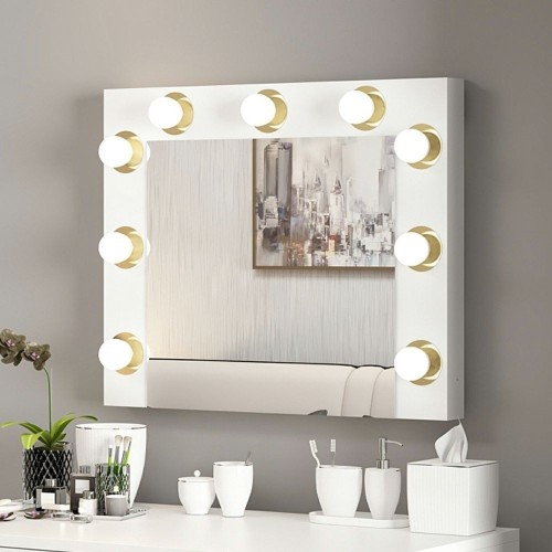 Specchio trucco Armin colore bianco con luci LED lampadine