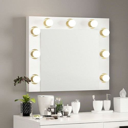 Specchio trucco Armin colore bianco con luci LED lampadine