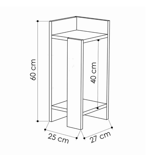 Tavolino comodino di design Elos 27x25x60h colore nero