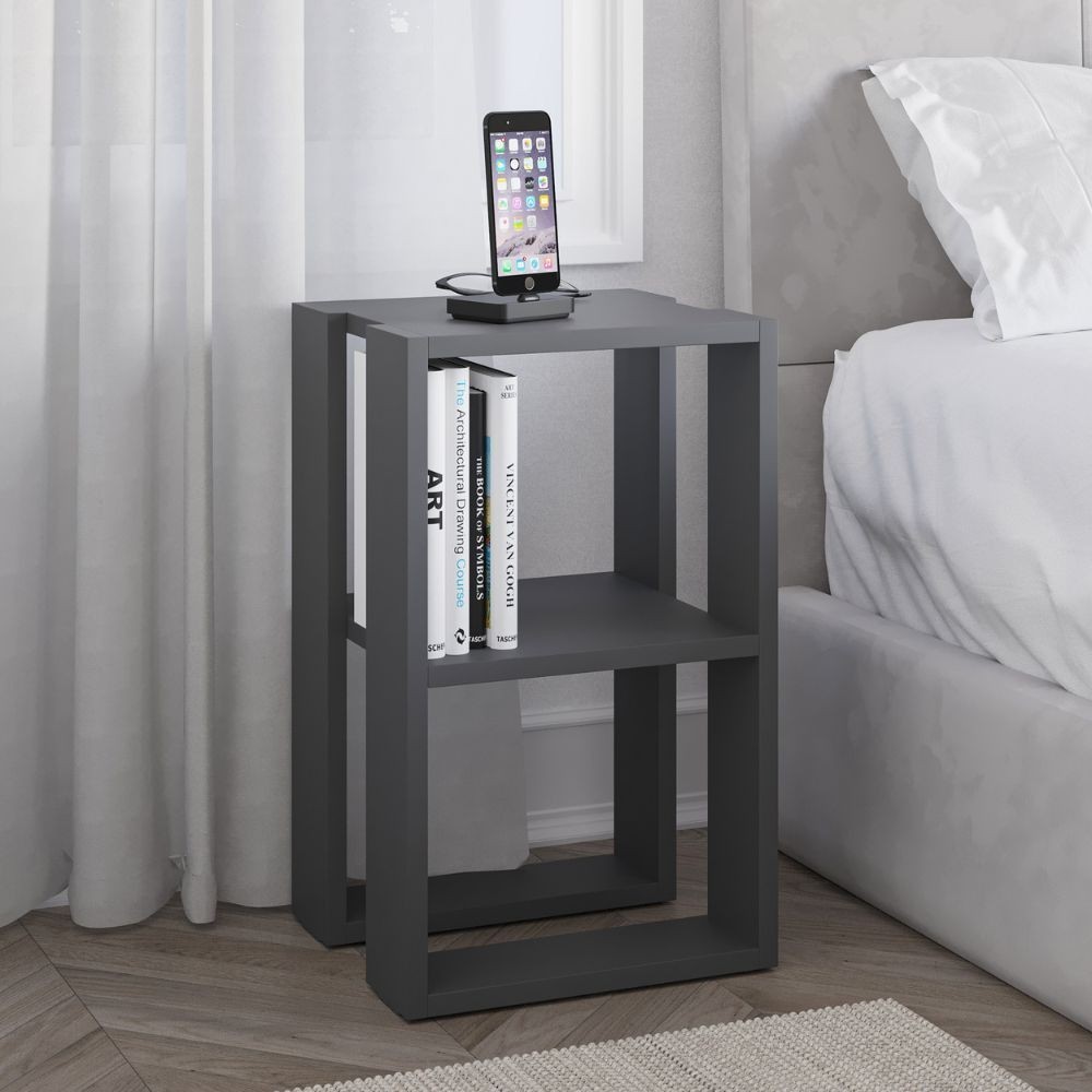 Tavolino comodino Lonie colore antracite EFFEZETA ITALIA