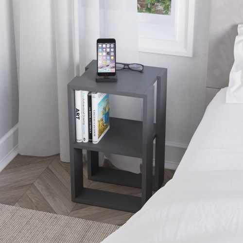 Tavolino comodino Lonie colore antracite EFFEZETA ITALIA