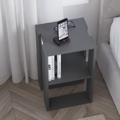 Tavolino comodino Lonie colore antracite EFFEZETA ITALIA