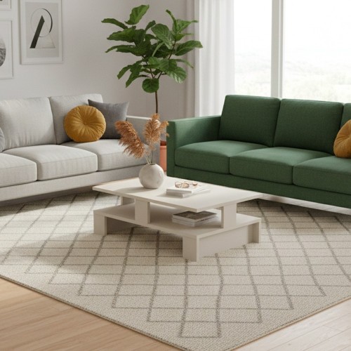 Tavolino da salotto Mansu cashmere doppio ripiano EFFEZETA