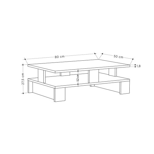 Tavolino da salotto Mansu cashmere doppio ripiano EFFEZETA