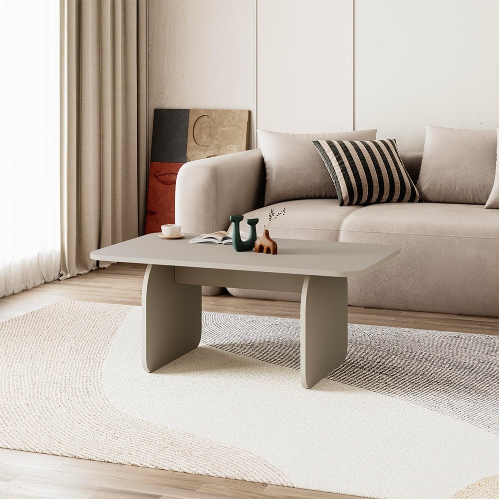 Tavolino da salotto Pietra con gambe a pannello piatto in