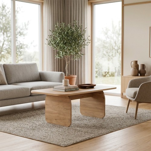 Tavolino da salotto Pietra con gambe a pannello piatto in