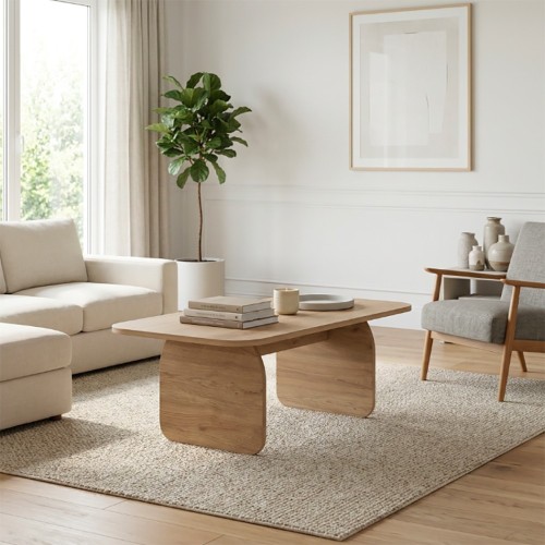 Tavolino da salotto Pietra con gambe a pannello piatto in