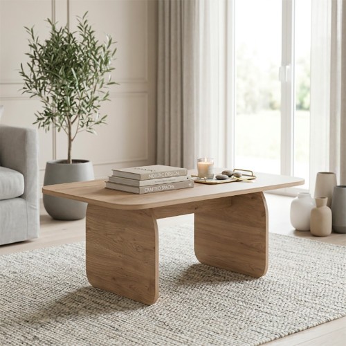 Tavolino da salotto Pietra con gambe a pannello piatto in