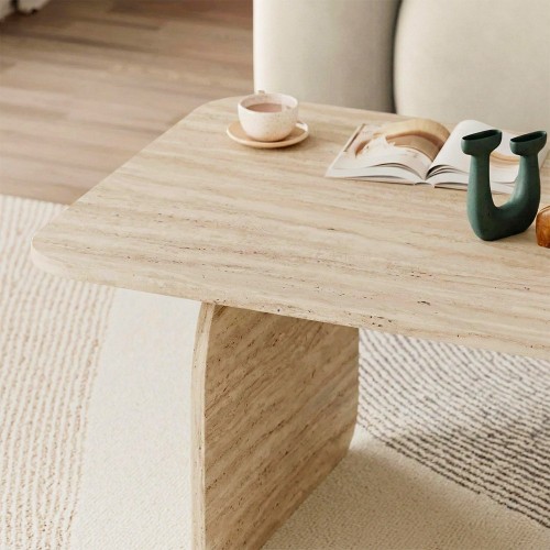 Tavolino da salotto Pietra con gambe a pannello piatto in