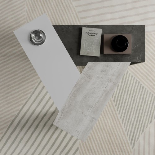 Tavolino da salotto Trio colore cemento bianco EFFEZETA