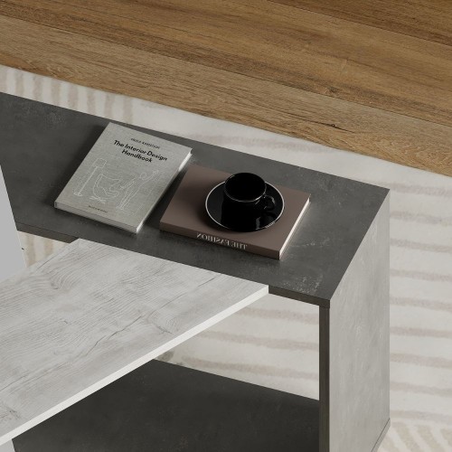 Tavolino da salotto Trio colore cemento bianco EFFEZETA