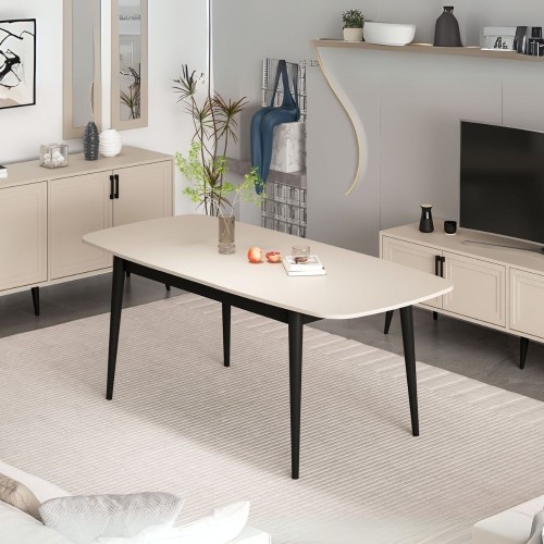 Tavolo allungabile Prime con top colore cashmere e gambe