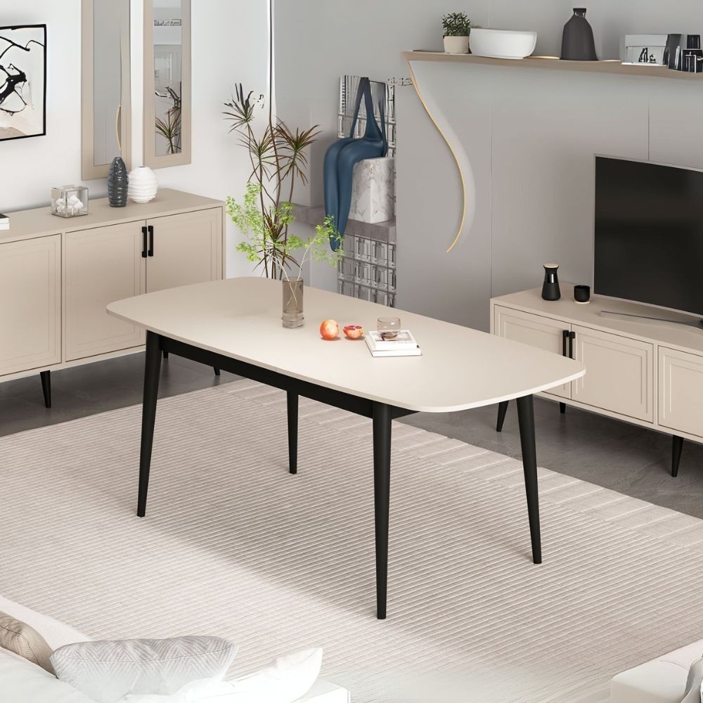 Tavolo allungabile Prime con top colore cashmere e gambe