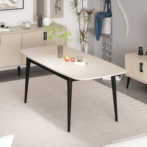 Tavolo allungabile Prime con top colore cashmere e gambe