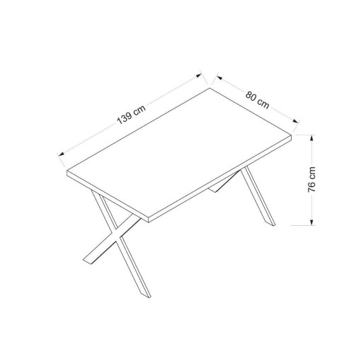 Tavolo fisso Brayn con piano bianco e piedi in ferro nero