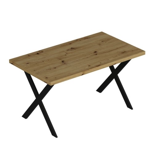 Tavolo fisso Brayn con piano rovere e piedi in ferro nero