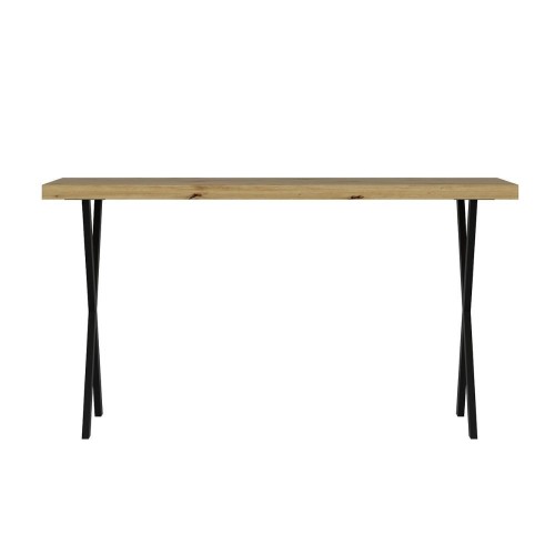 Tavolo fisso Brayn con piano rovere e piedi in ferro nero