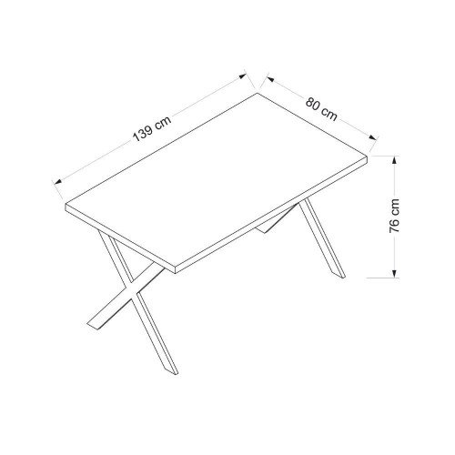 Tavolo fisso Brayn con piano rovere e piedi in ferro nero