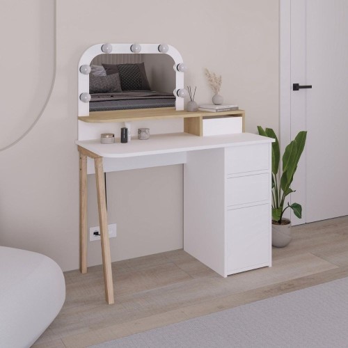 Toeletta Avien con specchio con cornice luci LED colore