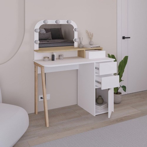 Toeletta Avien con specchio con cornice luci LED colore