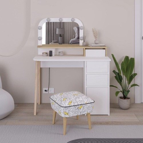 Toeletta Avien con specchio con cornice luci LED colore