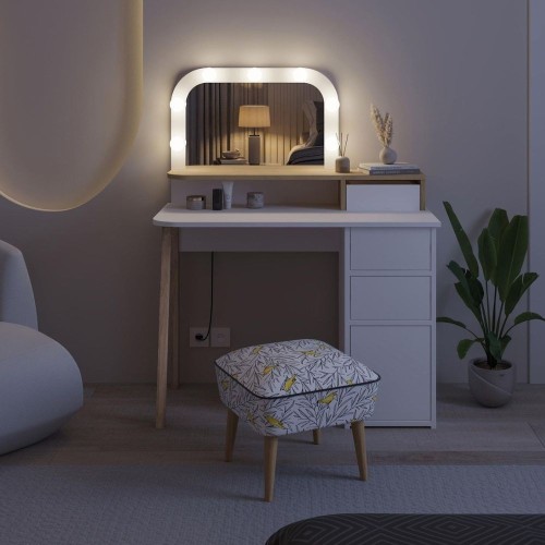 Toeletta Avien con specchio con cornice luci LED colore