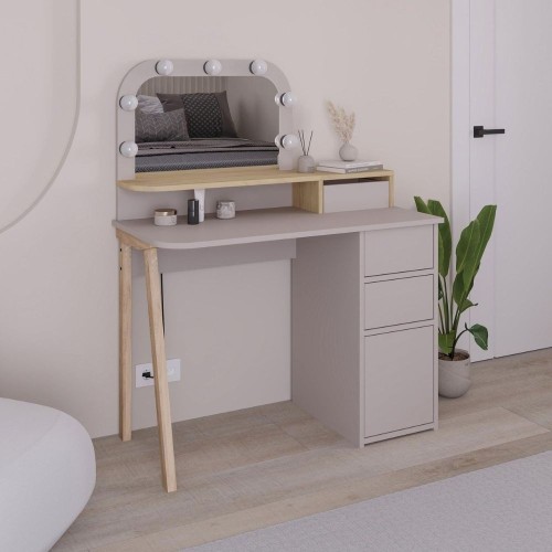 Toeletta Avien con specchio con cornice luci LED colore