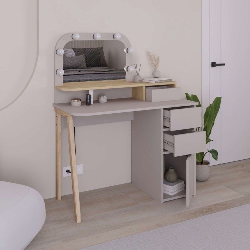 Toeletta Avien con specchio con cornice luci LED colore