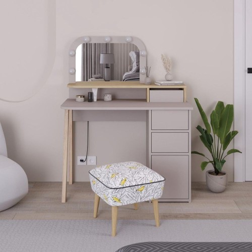 Toeletta Avien con specchio con cornice luci LED colore