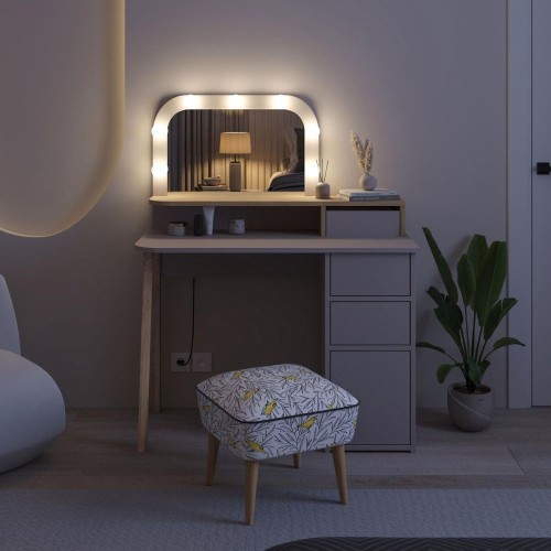 Toeletta Avien con specchio con cornice luci LED colore