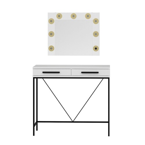 Toeletta da trucco Sane con 2 cassetti bianco con piedi