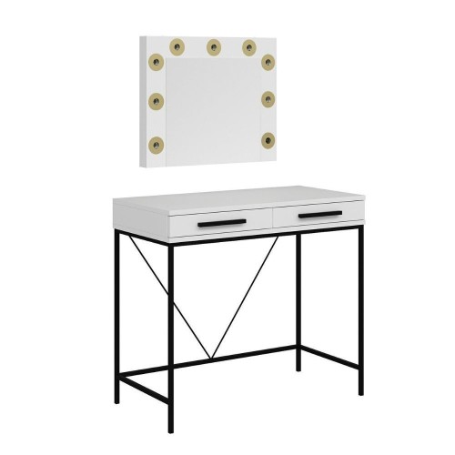 Toeletta da trucco Sane con 2 cassetti bianco con piedi