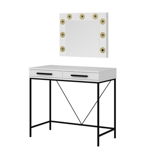 Toeletta da trucco Sane con 2 cassetti bianco con piedi