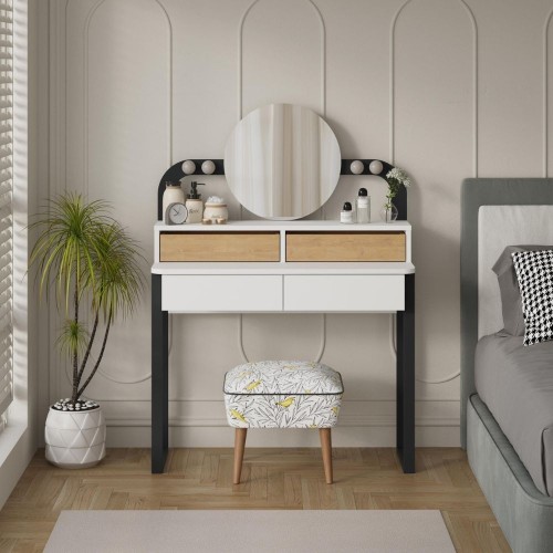 Toeletta Lora con 4 cassetti luci a LED e specchio colore