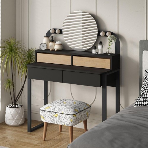 Toeletta Lora con 4 cassetti luci a LED e specchio colore