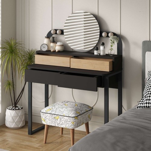 Toeletta Lora con 4 cassetti luci a LED e specchio colore