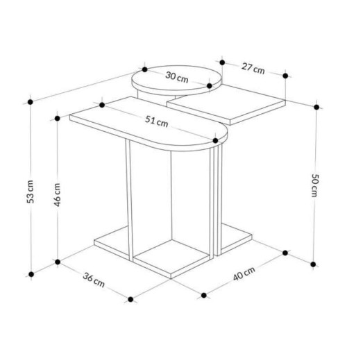 Tris tavolino da salotto Mund bianco rovere tortora