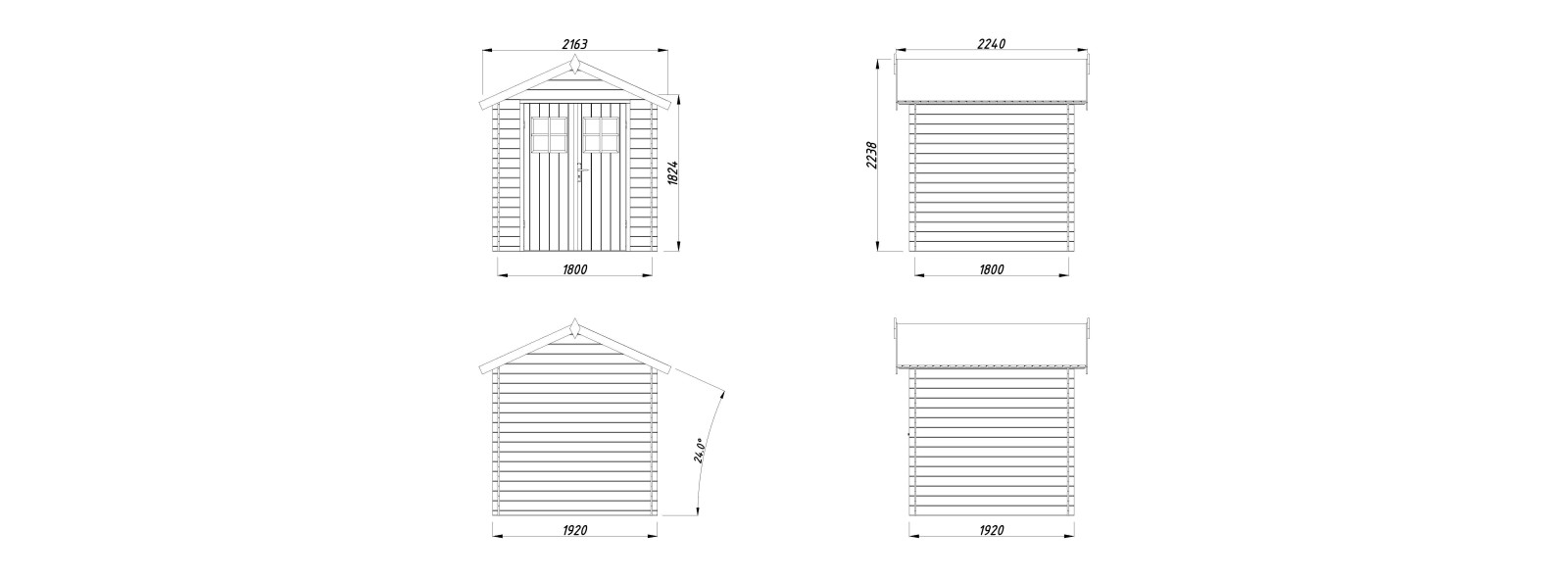 Casetta in legno Mila 200x200 cm 19 mm – Losa Legnami